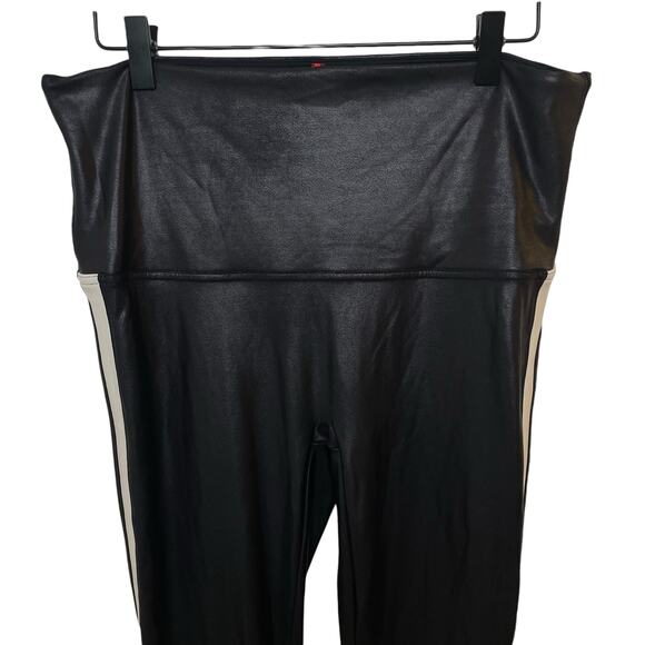 SPANX Faux Leather Leggings With Side Stripe In Very Black Women’s Size Small - Picture 7 of 14